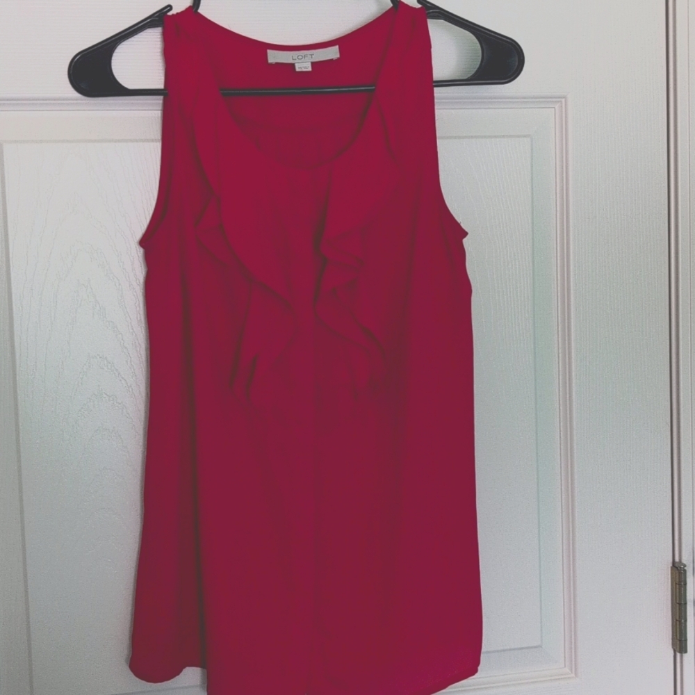 Loft red ruffled tank work top XS
